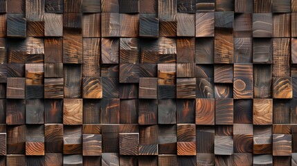 Fototapeta premium Wood background banner panorama long - Brown wooden acoustic panels wall texture , seamless pattern.