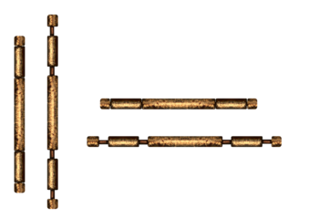 Old copper horizontal, vertical cabinet door hinges. Photo mounted in the gap between the door and the wardrobe frame, suits both open and closed door animations - on isolated transparent background.