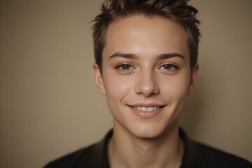portrait of a person, a smiling queer boy, gay, pride, posing for a photo
 - obrazy, fototapety, plakaty