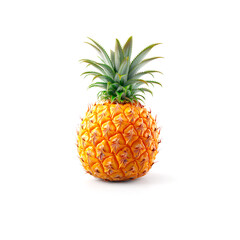 Halved Pineapple on White Background. Generative AI