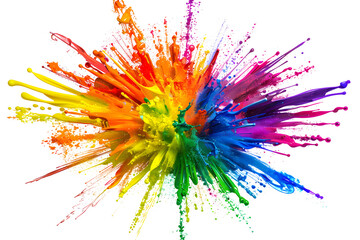 A vibrant rainbow color explosion on transparent background.