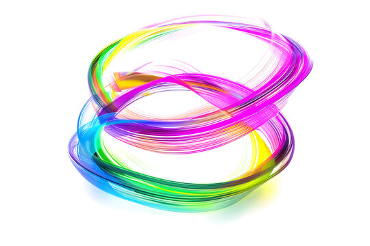 Neon color swirls glowing brightly on transparent background.