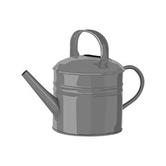 Watering can illustration isolated on white background. Gray watering can vector illustration. planting tools illustration isolated on white background.