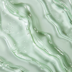 Close up of a transparent green aloe cream texture