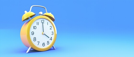 Ringing alarm clock 3D realistic render vector illustration isolated on blue background. Alarm clock volumetric button 3D icon, reminder and deadline notice symbol