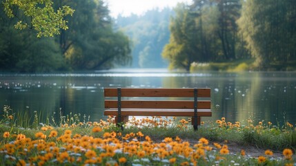 Park Bench by Waterfront