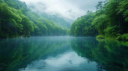A Large Body of Water Surrounded by Trees