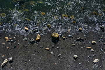 Aerial view of moody coastline