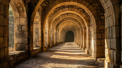 Ancient classic architecture stone arches - obrazy, fototapety, plakaty