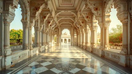 Obraz premium Palace architectual, decoration corridor travel destinations window monument