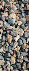 The background is made of stones of different sizes and colors. The texture of natural stones.