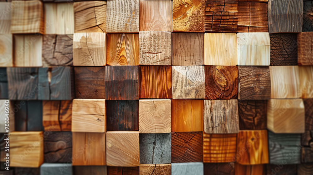 Poster set of wood texture, Variety of wood samples in different patterns and colors. Close-up photography for design and print. Interior design and woodworking concept.