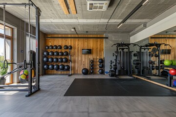 A busy gym filled with a diverse range of exercise equipment, including treadmills, weights, and cardio machines