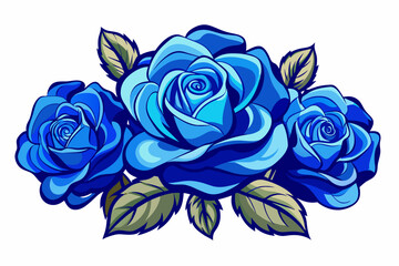 Blue rose flowers in a floral arrangement isolated on a white or transparent background