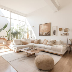 Living Room Decorated with White Furniture