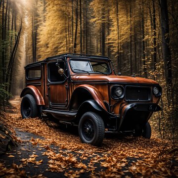 old car in the woods