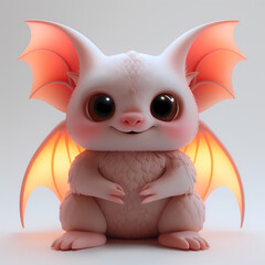 A cute and happy baby bat 3d illustration