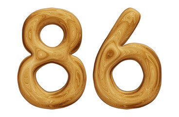 Wooden number 86 for math, education and business concept