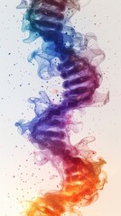 Fluid art style representation of a colorful DNA strand, merging science with the beauty of art.