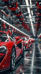 Fototapeta premium Supercars Manufacturing and assembling in factory AI Generated