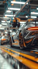 Fototapeta premium Supercars Manufacturing and assembling in factory AI Generated