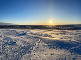 landscape with snow and sun