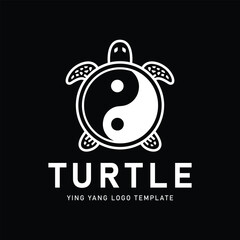 Black and white turtle logo with a yin yang symbol on the shell, perfect for branding and templates