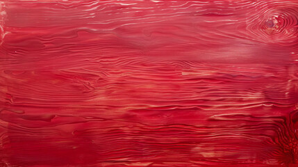 Glossy candy apple red painted maple wood background. Vibrant polished surface. Bold color concept for design and print