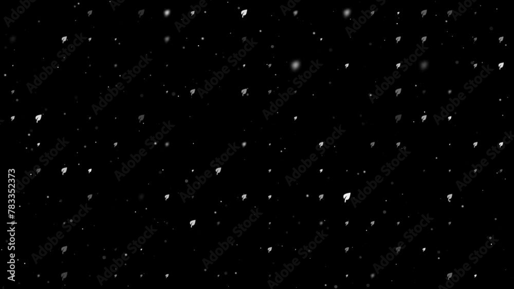 Poster template animation of evenly spaced leaf symbols of different sizes and opacity. animation of transp