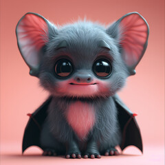Fototapeta na wymiar A cute and happy baby bat 3d illustration