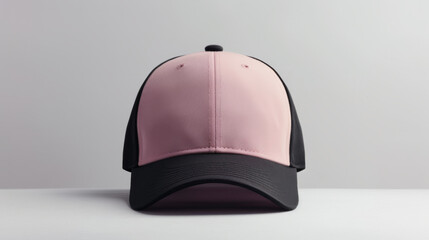 pink black cap in front view, mockup, white background