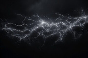 Electrifying lightning strike in monochrome - obrazy, fototapety, plakaty