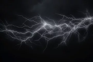 Fotobehang Electrifying lightning strike in monochrome © BrandwayArt
