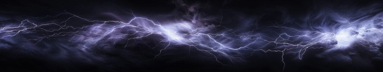 Intense lightning flashes in dark stormy night