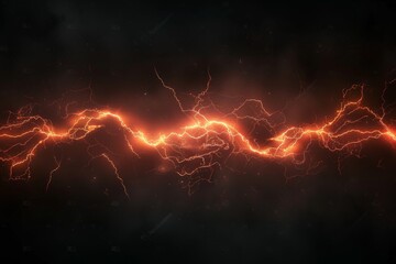 Dark background with bright orange lightning - obrazy, fototapety, plakaty