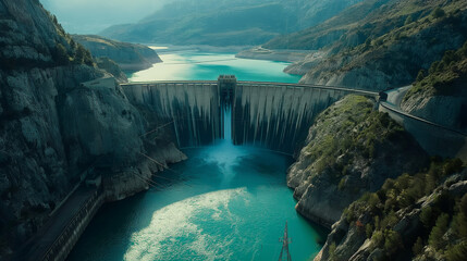 Hydroelectric Dam in Mountainous Landscape