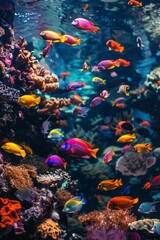 Fototapeta na wymiar Colorful fish swimming in a coral reef