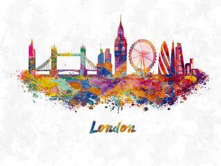 London Skyline in Watercolor