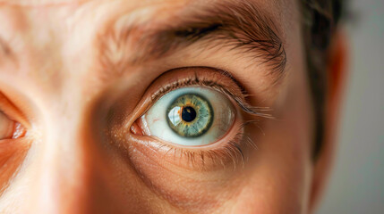Close-Up of an Eye Displaying Emotions of Surprise or Skepticism - obrazy, fototapety, plakaty