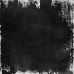 Fotobehang Black and white background, textured with very thin brush strokes of oil paint, dark and rough, extremely dense and thick black paint. ai generated. © Simon