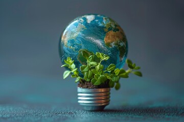 Light Bulb With Plant Growing Out of It. Generative AI