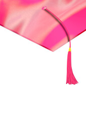 Holographic Pink Graduation Hat & Pink Gold Tassel Transparent PNG Vector Image Clipart