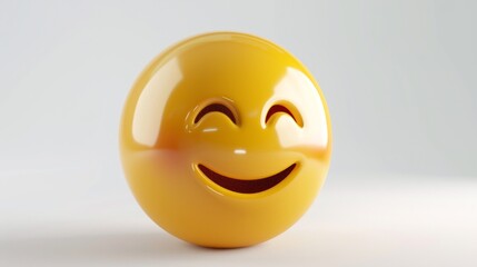 Fototapeta premium 3D Emoji with Happy Face on white background with copy space