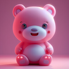 A cute and happy baby bear 3d illustration