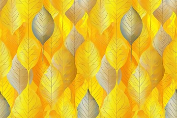 Yellow leaves pattern on yellow background