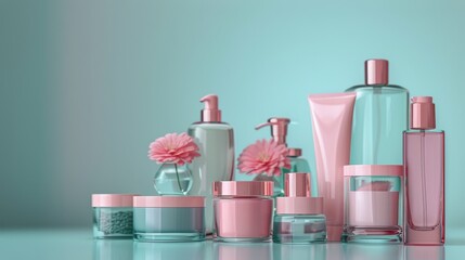Fototapeta premium Diverse Array of Cosmetics on a Table
