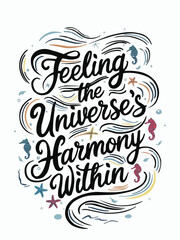 Seahorses flowers and starfish  ocean inspired color palette typography custom vector illustration