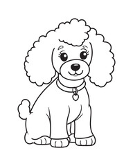 Dog Coloring Page for Kids, Cute Dog Vector, Dog black and white, Dog illustration