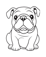 Dog Coloring Page for Kids, Cute Dog Vector, Dog black and white, Dog illustration