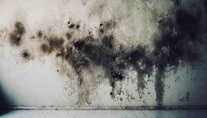fungal mold spots growing on white room wall - obrazy, fototapety, plakaty